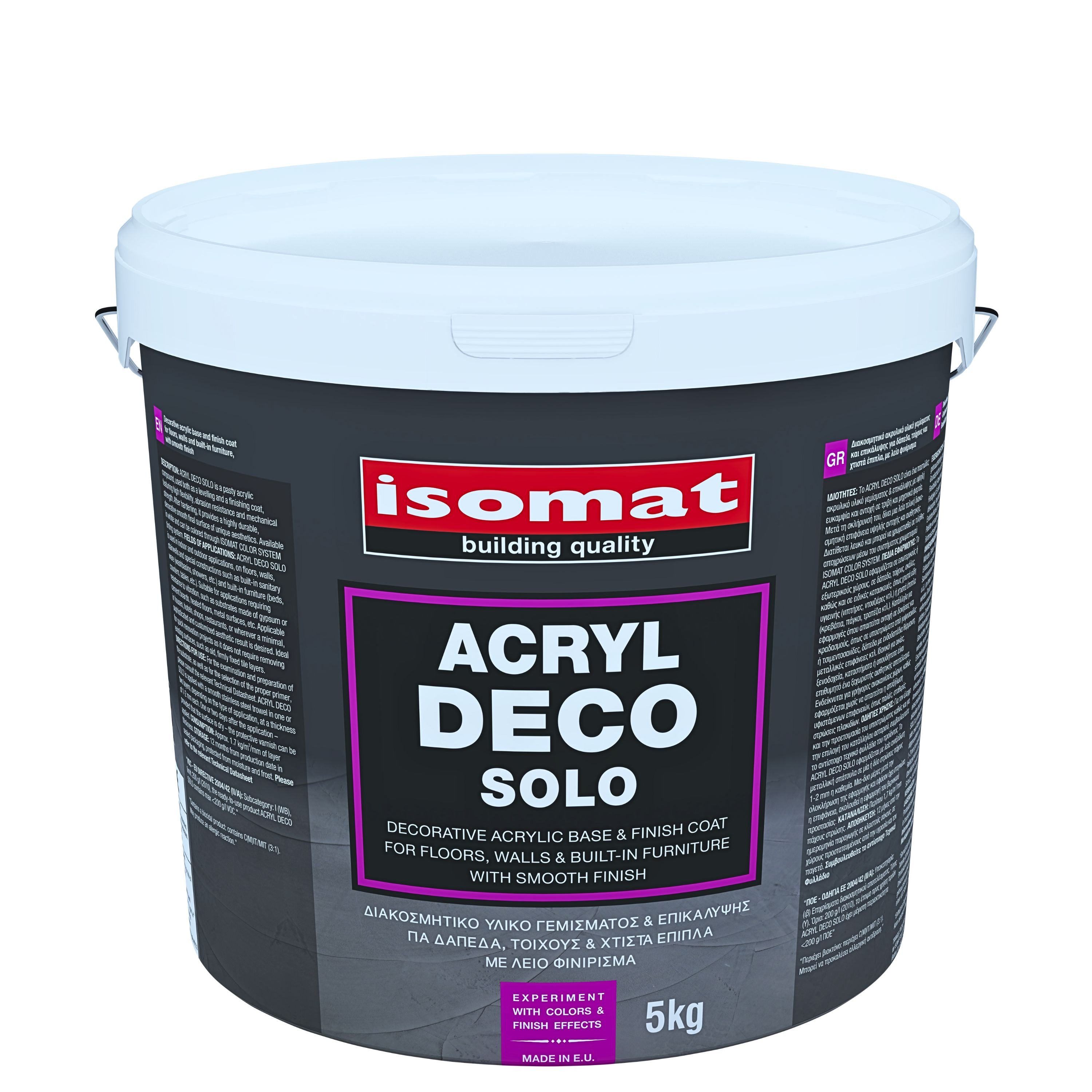 ACRYL-DECO SOLO Gebrauchsfertige, pastöse, dekorative Acrylat-Grundschicht und -Endbeschichtung für Wand-und Bodenflächen, fein