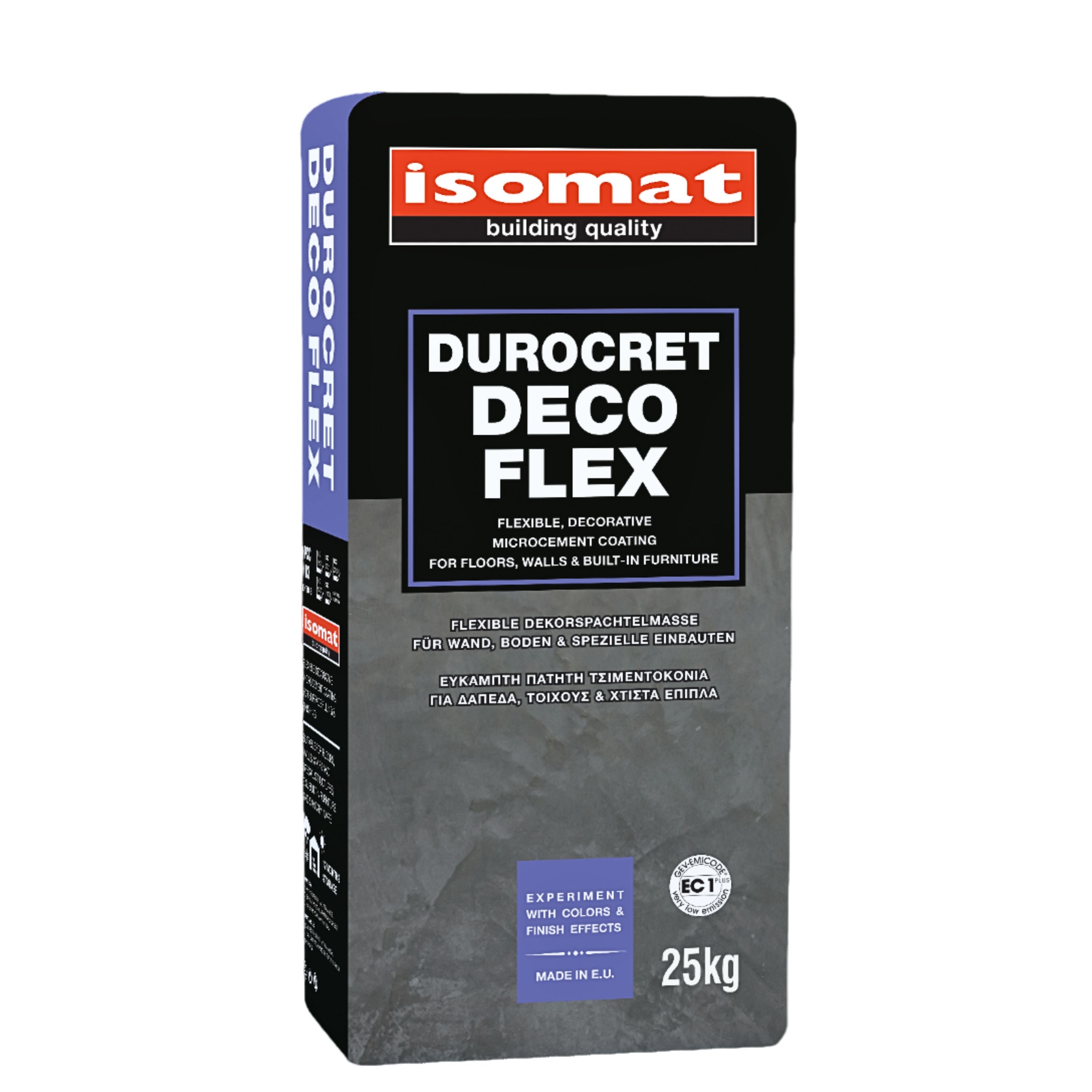 DUROCRET-DECO FLEX Zementgebundene, faserverstärkte, kunststoffvergütete Dekorspachtelmasse für Wand, Boden sowie für spezielle Einbauten