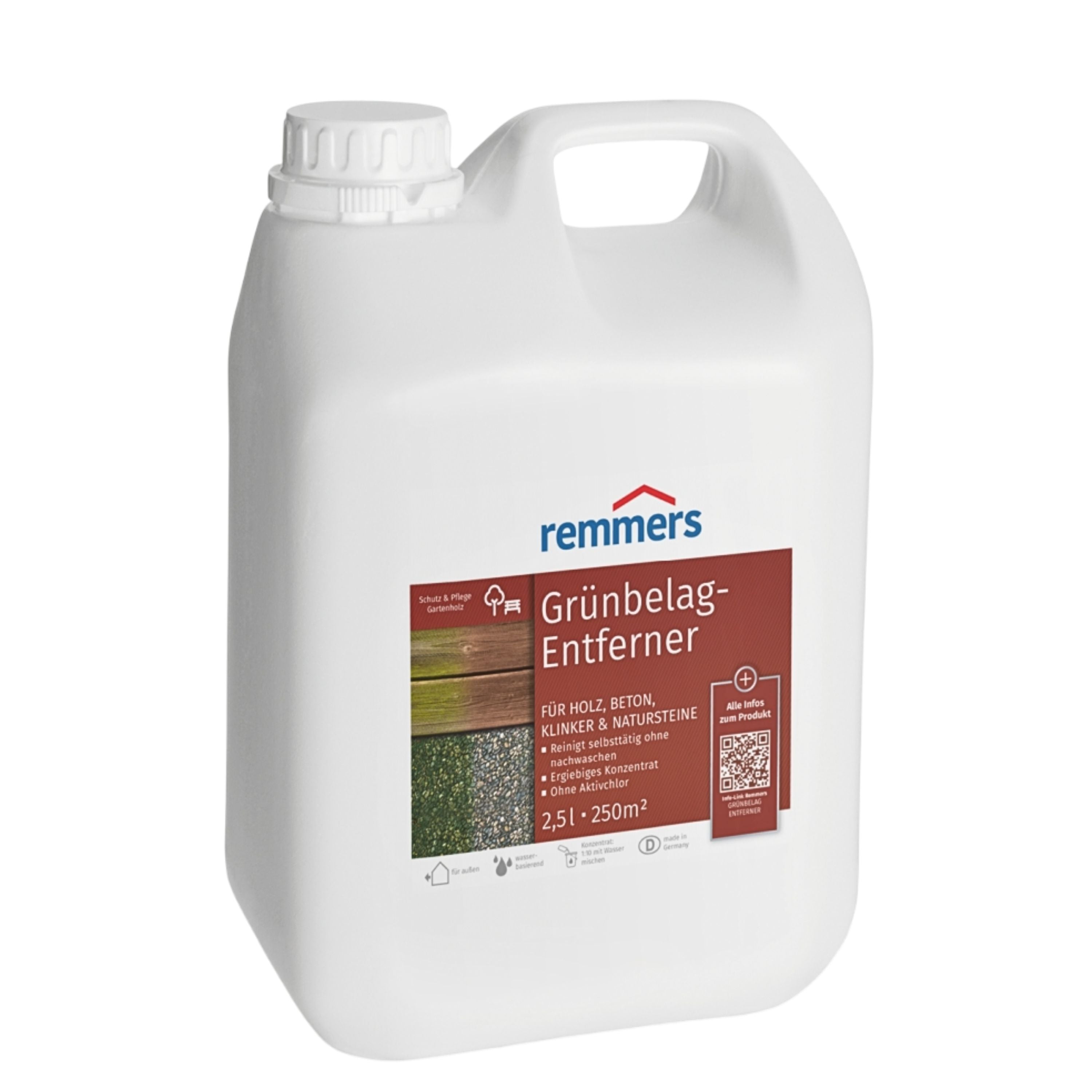 Grünbelag-Entferner Spezialreiniger zur Entfernung von Grünbelägen auf Holz, WPC, Steinböden und Mauern
