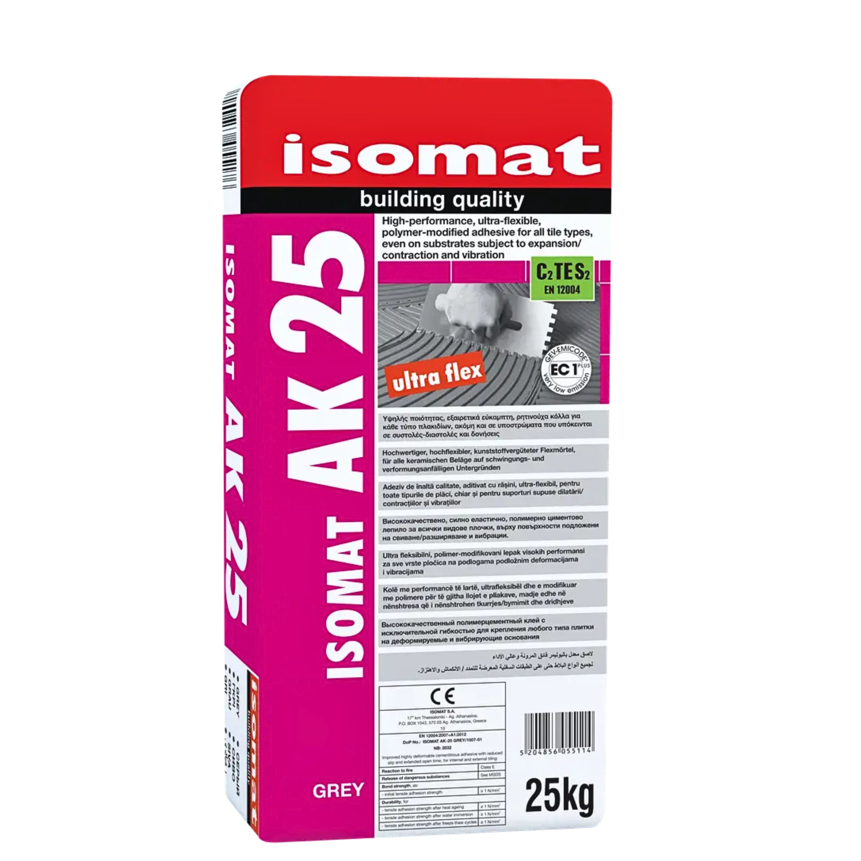 ISOMAT AK-25 Hochwertiger, hochflexibler, kunststoffvergüteter Flexmörtel auf Zementbasis, für anspruchsvolle Anwendungen
