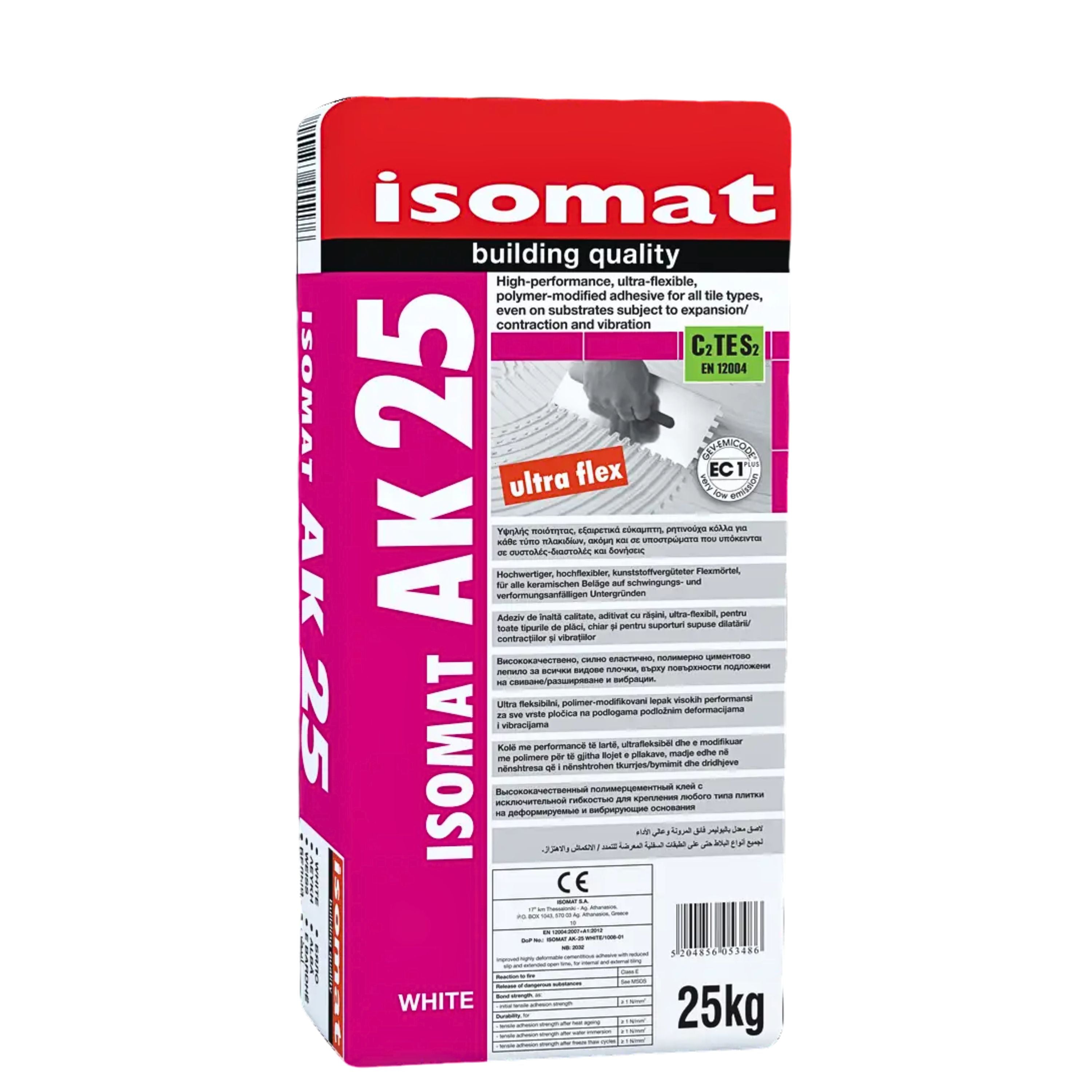 ISOMAT AK-25 Hochwertiger, hochflexibler, kunststoffvergüteter Flexmörtel auf Zementbasis, für anspruchsvolle Anwendungen