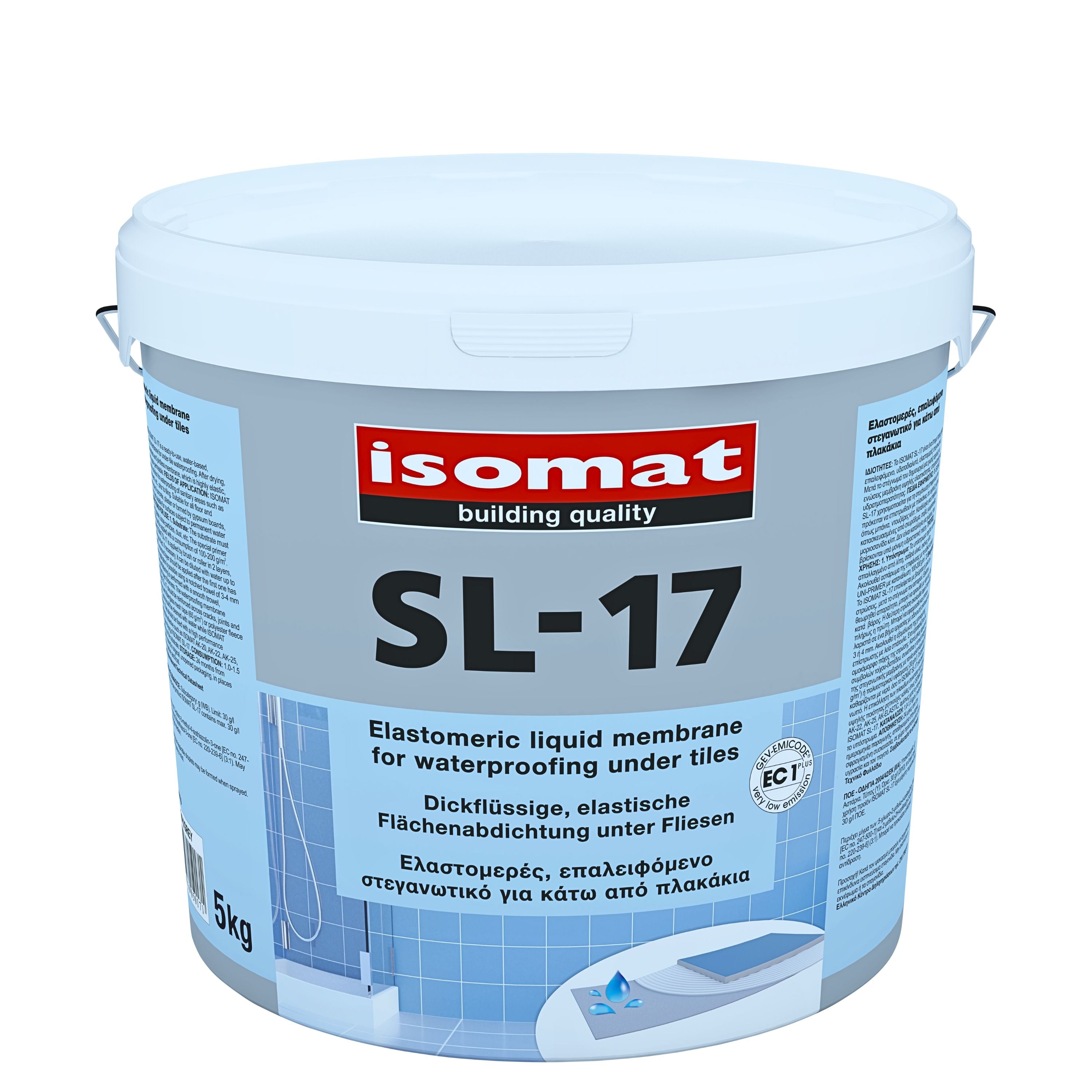 ISOMAT SL-17 Dickflüssige, gebrauchsfertige, elastische Flächenabdichtung unter Fliesen, lösemittelfrei